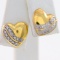 Pair of estate sterling silver heart diamond stud earrings