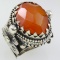 Estate sterling silver carnelian bezeled ornate statement ring