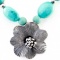 Estate sterling silver turquoise flower pendant necklace