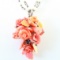 Estate Dorian Webb sterling silver coral carved floral & beaded necklace