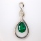 Estate sterling silver diamond & emerald simulant pendant