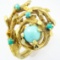 Vintage 18K yellow gold Persian turquoise cocktail ring