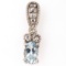 Estate sterling silver diamond & aquamarine pendant