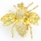 Estate 14K yellow gold diamond bumble bee pin