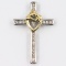 Estate 14K yellow gold & sterling silver diamond cross pendant