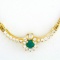 Estate 18K yellow gold diamond & natural emerald stationary cocktail necklace