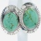 Pair of estate Native American sterling silver turquoise oval stud earrings