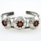 Estate Native American sterling silver coral cuff bracelet