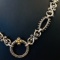 Estate Barbara Bixby sterling silver & 18K yellow gold textured link necklace