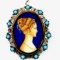 Vintage .800 silver hand-painted portrait pin/pendant