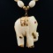 Vintage genuine ivory & 14K yellow gold elephant beaded necklace