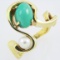 Estate 14K yellow gold turquoise & pearl free-form ring