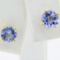 Pair of estate 14K yellow gold tanzanite stud earrings