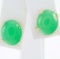 Pair of estate 14K yellow gold jade stud earrings