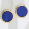 Pair of estate unmarked 14K yellow gold lapis-lazuli bezeled stud earrings