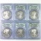 Continuous run of all 6 certified 2000-2005 proof certified U.S. American Eagle silver dollars