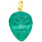 Vintage 18K yellow gold carved malachite Chinese face pendant