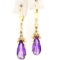 Pair of vintage 14K yellow gold amethyst dangle earrings