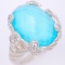 Estate Judith Ripka sterling silver blue doublet & CZ ring