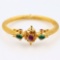 Vintage 22K yellow gold natural ruby & emerald hinged bangle bracelet