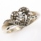 Estate sterling silver diamond heart ring