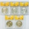 Investor's lot of 5 mixed-date certified U.S. peace silver dollars