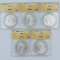 Investor's lot of 5 mixed-date certified U.S. Morgan silver dollars
