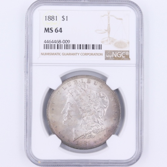 Certified 1881 U.S. Morgan silver dollar