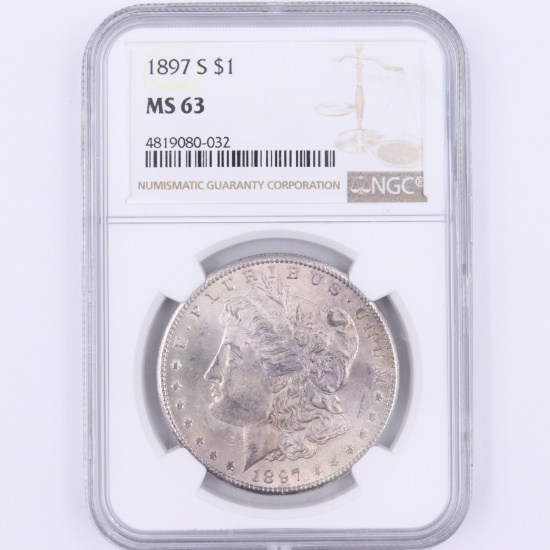 Certified 1897-S U.S. Morgan silver dollar