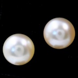 Pair of estate Akoya pearl studs with 14K yellow gold findings