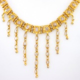 Gorgeous vintage 22K yellow gold diamond collar chandelier Kundan necklace