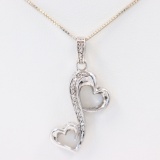 Estate sterling silver diamond heart necklace