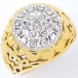 Vintage 10K yellow gold diamond dome ring