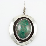 Estate Native American sterling silver turquoise pendant: