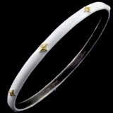 Estate Armenta 18K yellow gold, sterling silver & enamel diamond bangle bracelet