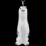 Estate Native American sterling silver & genuine carved ivory polar bear pendant necklace