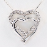 Estate sterling silver diamond heart necklace