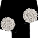 Pair of estate sterling silver diamond cluster stud earrings