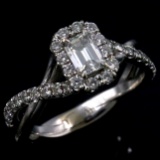 Estate 14K white gold diamond halo twist ring