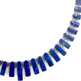 Estate sterling silver lapis lazuli bib necklace
