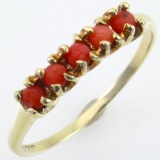 Vintage 10K yellow gold coral band ring
