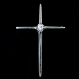 Estate unmarked 14K white gold diamond cross pendant