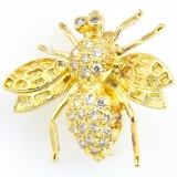 Estate 14K yellow gold diamond bumble bee pin