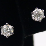 Pair of estate 14K white gold diamond stud earrings