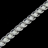 Estate 10K white gold diamond tennis bracelet