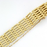 Estate unmarked 14K yellow gold wide bar-link bracelet