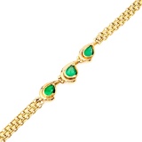 Vintage 18K yellow gold natural emerald bracelet