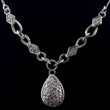 Estate sterling silver diamond necklace