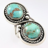 Estate Native American sterling silver turquoise statement ring