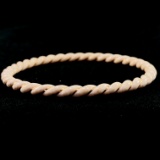 Vintage genuine ivory & 14K yellow gold twisted bangle bracelet